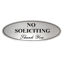 Alumetal Metal Aluminum 2.8" x 7" No Soliciting Sign Digitally Printed Durable UV Silver with Black Letters Weather Resistant
